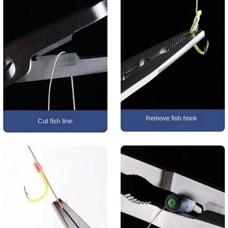 1pc Multi-functional Long Nose Pliers Stainless Steel Fishing Pliers with Rubber Handle Cutting Hook Removing Accessories