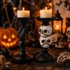 Realistic Halloween Skull Candlestick Resin Craft Halloween Decor Skull Candle Holder Photo Prop