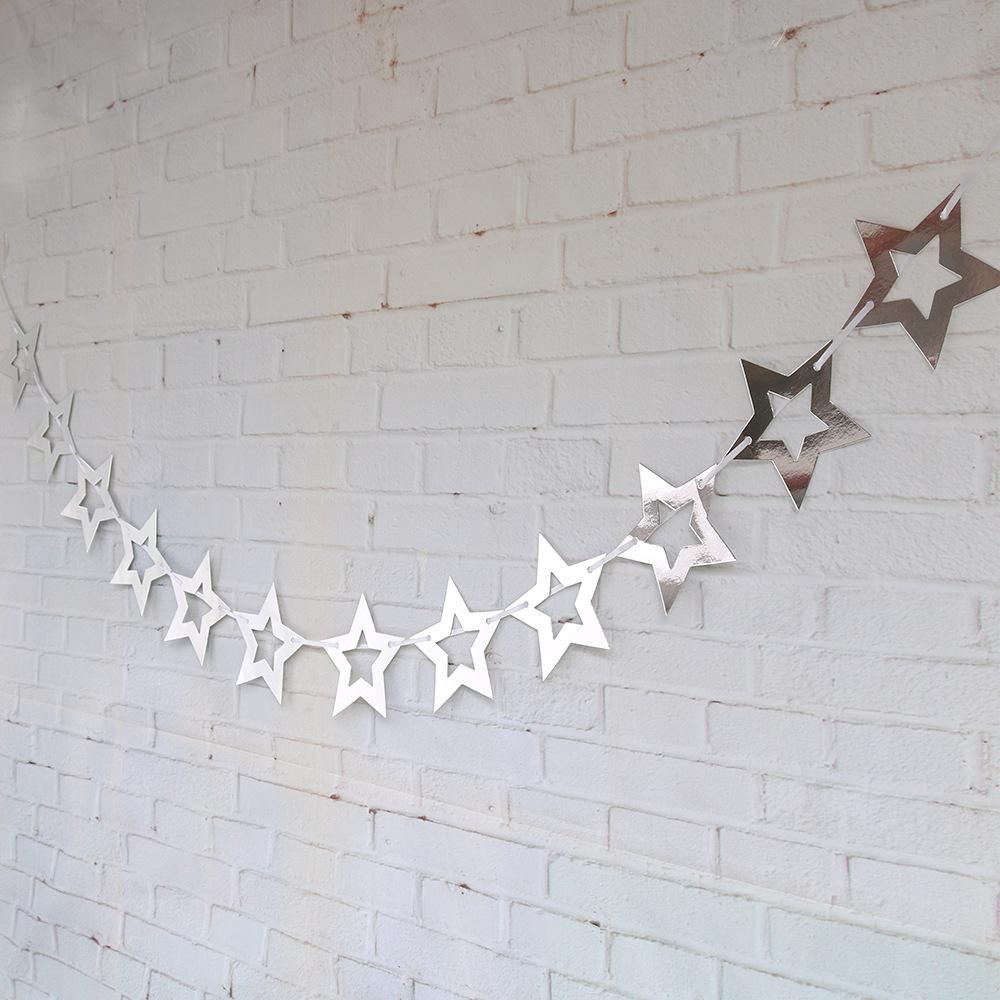 Hollow Five-pointed Star Paper Garland For Birthday Christmas Party Decorations
