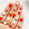 30pcs Resin Mini Pink Series Strawberry Nail Art Flat back Stone Figurines Scrapbook DIY Jewelry Decor Crafts