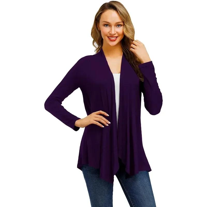 Cardigan Women Long Sleeve Lightweight Sweaters Solid Color Top Autumn Women's Clothes Asymmetrical Fashion Streetwear Knitwear