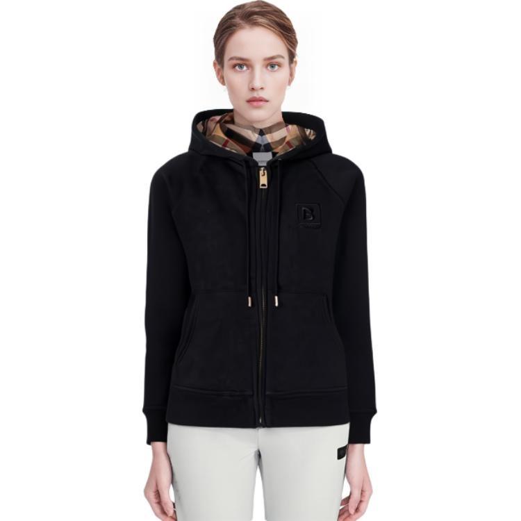 Burberry Damen Letter Grafik Baumwollmischung Reißverschluss Hoodie Schwarz 80615541