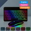 10-Zoll RGB-beleuchtete wiederaufladbare Bluetooth-Tastatur Maus Kabellose Tastatur Bluetooth Mini-Tastatur für Spanisch Russisch Tastatur