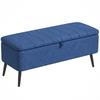 Banco Baú Puff com Apoio para os Pés Acolchoado, 102x40x44 cm, Azul Escuro
