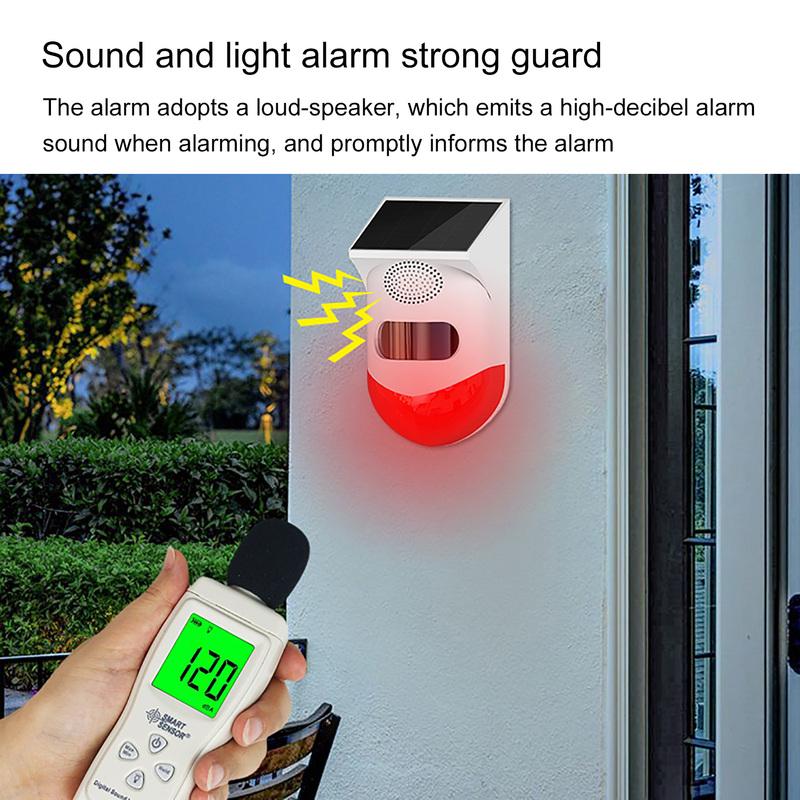 Wolf-Guard 120dB Tuya WiFi Outdoor Solar Motion Alarm Waterproof Flashing Sensor Detector Home Security for Garage /Shed /Farm
