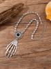 Gothic Skull Hand Pendant Necklace With Geometric Zinc Alloy Chains For Men And Women Halloween Accessory