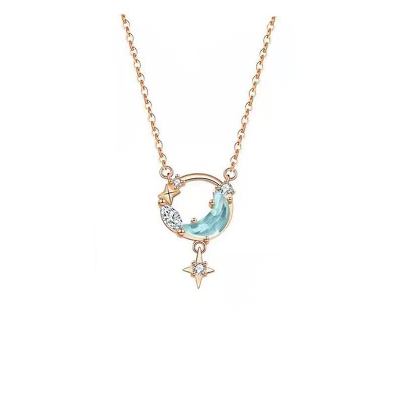 Mondanhänger Halskette Damen Leichter Luxus Nischen Design Vielseitig Mode Schlüsselbein Kette Schmuck