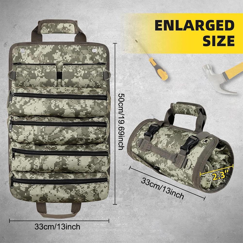 Multifunctional Roll Up Tool Bag Large Capacity Oxford Hanging Tool Bags Wear-Resistant Electrician Hardware Tools Organizer
