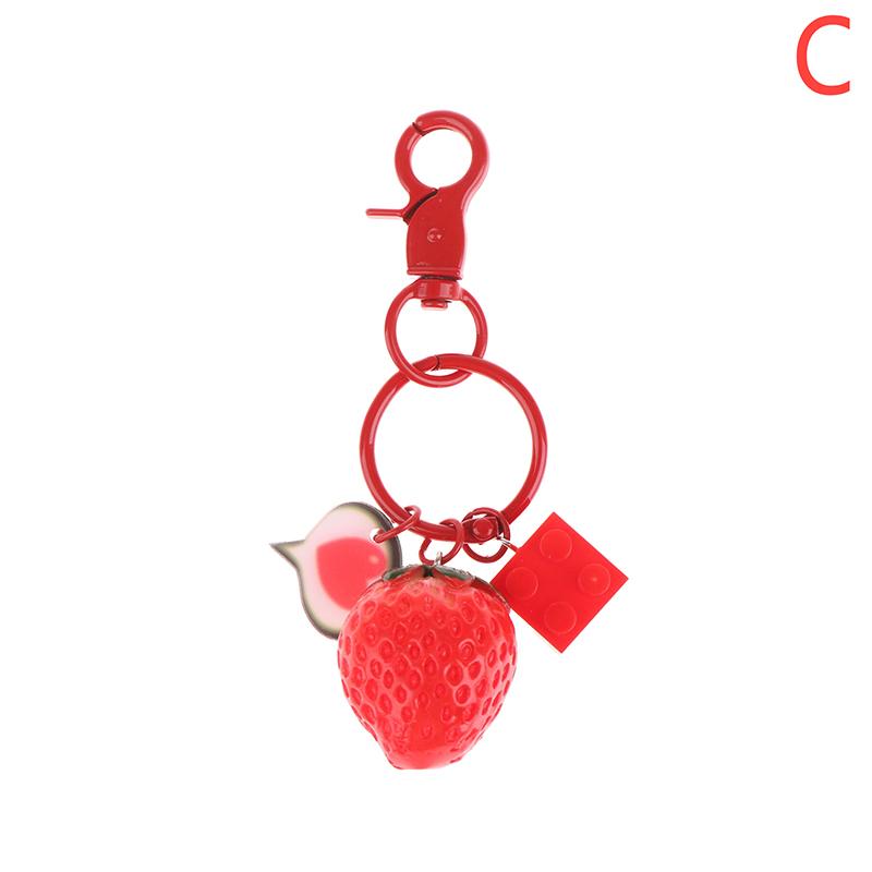 1 Stück Erdbeere Rotes Herz Schlüsselbund Schlüsselbund Für Frauen Mädchen Schmuck Simulierte Frucht Niedlich Auto Schlüsselhalter Schlüssel Zubehör