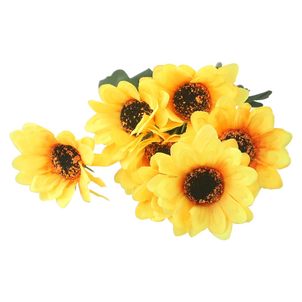 Fake Flower Artificial Sunflower Room Yellow 7 Heads Bouquet Christmas Garden Wedding Party Decor Outdoor Plant
