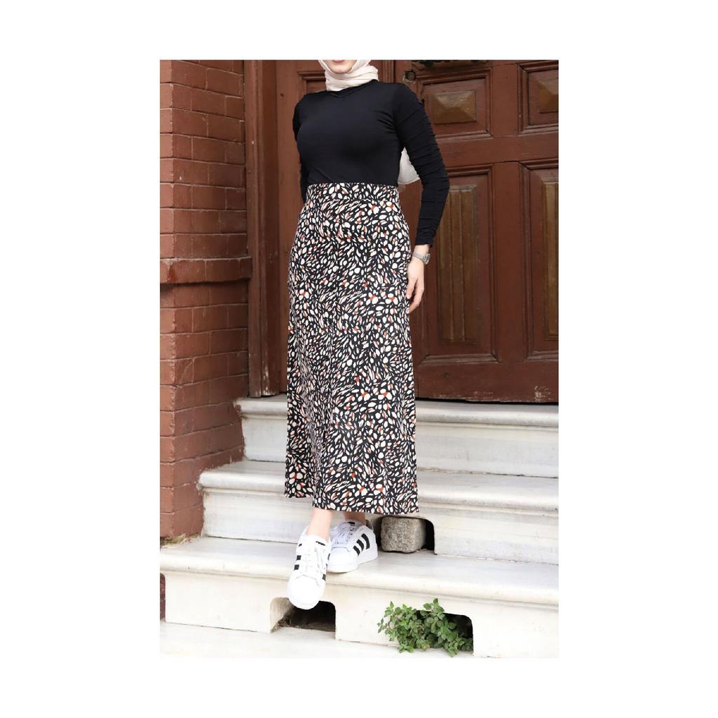 Gekämmter Rock aus Viskose - Schwarz / Fliesen