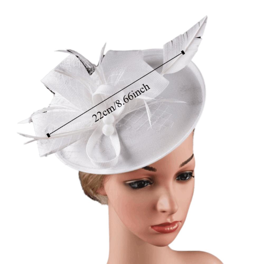 Fashion Exquisite Feathers Fascinator Hat Bowknot Sweet Tea Party Mesh Hair Band Hair Hoop Elegant Bride Headdress Dance Show