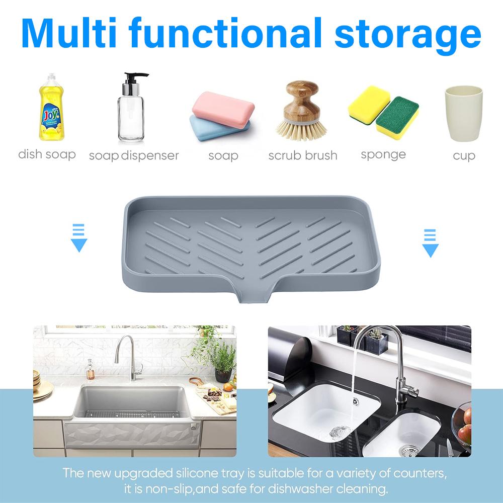 Silikon Selbstentwässernde Seifenablage Silikon Küchenspüle Seifenschale Schwammablage Theken-Caddy Organizer für Spülmittel