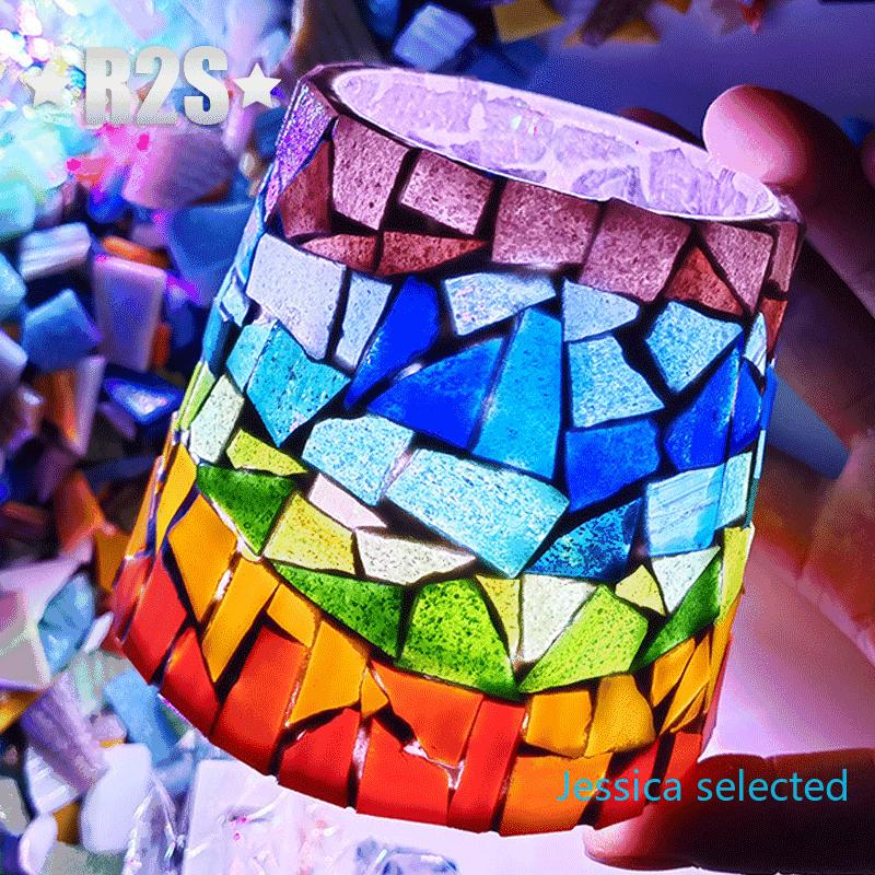 100g/Lot Mosaic Tiles Stained Glass Mosaic DIY Handmade Coaster Mosaic Puzzle Making Art Wall Decoration Supplies Mixed arte