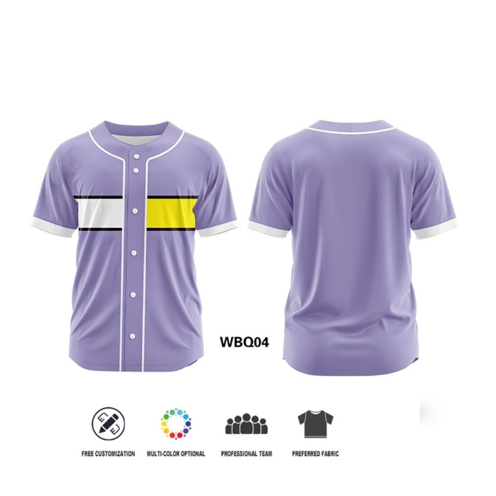 Maßgeschneiderte Baseball-Trikots mit durchgehendem Knopf Mehrfarbige Baseball-Kleidung T-Shirt Sublimationsdruck Teamname Logo Baseball-Uniformen WBQ10