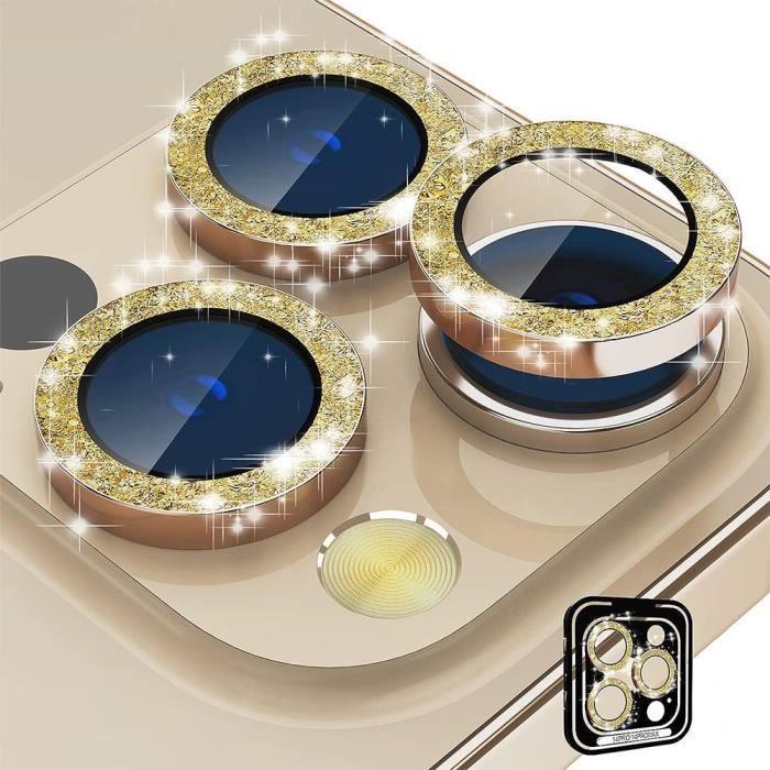 Ochrana fotoaparátu z tvrzeného skla pro iPhone 13 Pro a iPhone 13 Pro Max - Tvrdé 9H Lesklý zlatý okraj