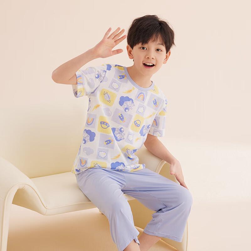 Hongdou Kids' Summer Pure Cotton Short-Sleeve Pajama Set