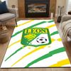 LEON FC Logo with Green and Yellow Stripes Patterned Carpet, Non Slip Mat Suitable for Living Room and Bedroom Sofas