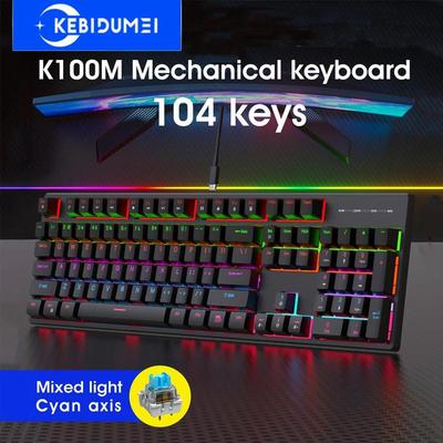 104 Key RGB Backlit Mechanical Keyboard Wired Gaming Keyboard Esports Keyboard Ergonomic Design Keyboard for Laptop Desktop PC