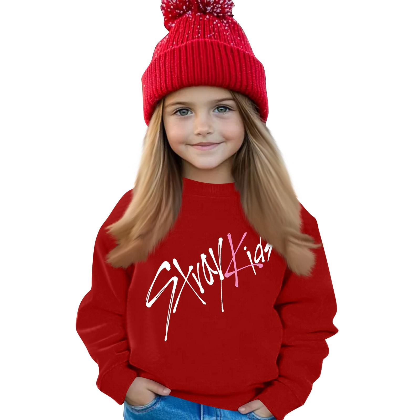 

Детский модный повседневный топ с принтом, пуловер, толстовка 160 красный