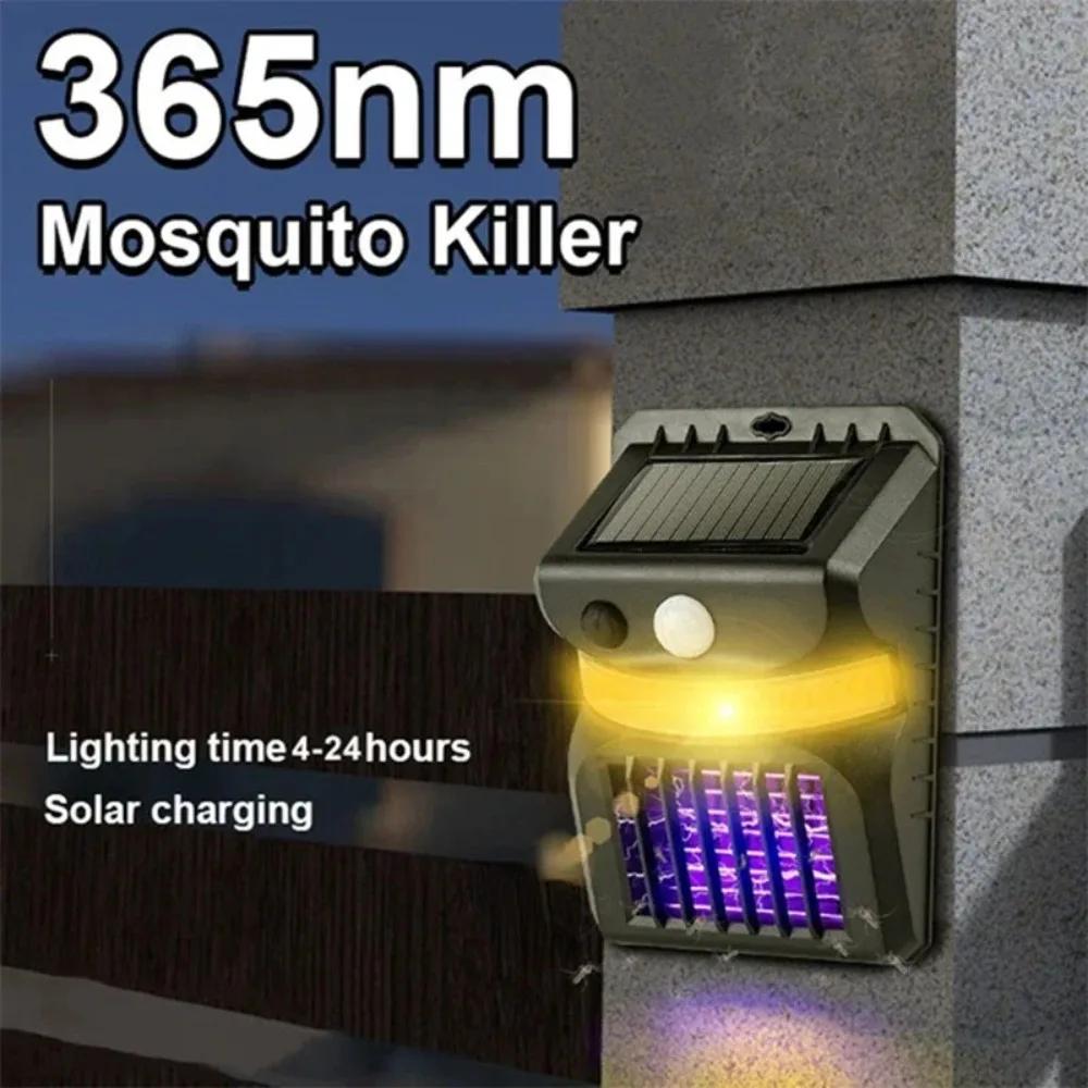 Outdoor LED Solar Mosquito Killing Lamp Waterproof 2 IN 1 Ultraviolet Electric Shock Mosquito Killing Induction Garden Lamp