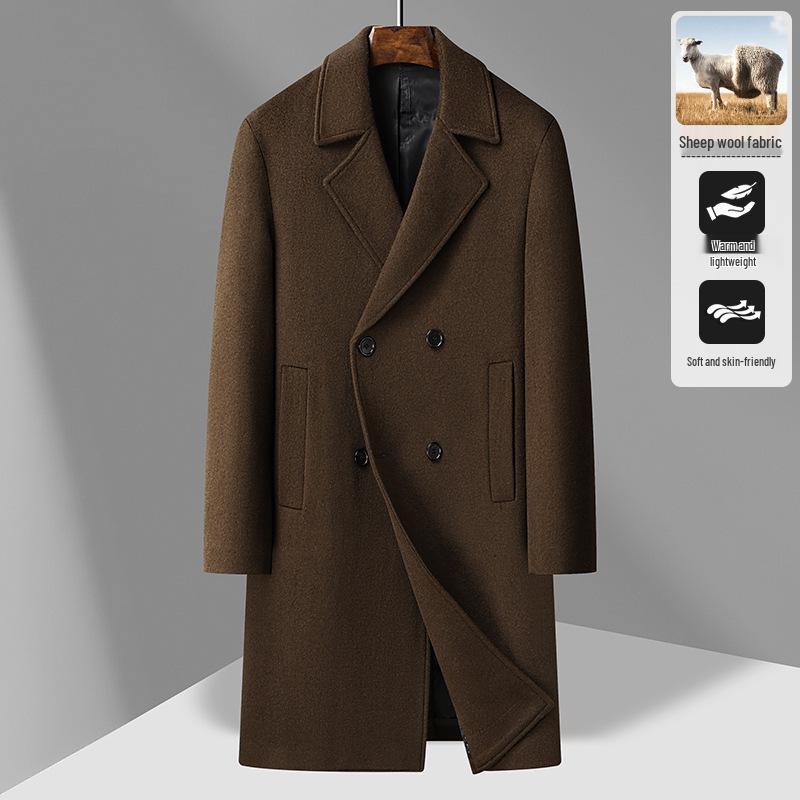 2025 Men's Mid-Length Double-Breasted Wool Cashmere Coat