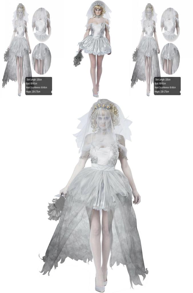 Halloween Ghost Bride Dress Costume For Women Role Play Party Cosplay