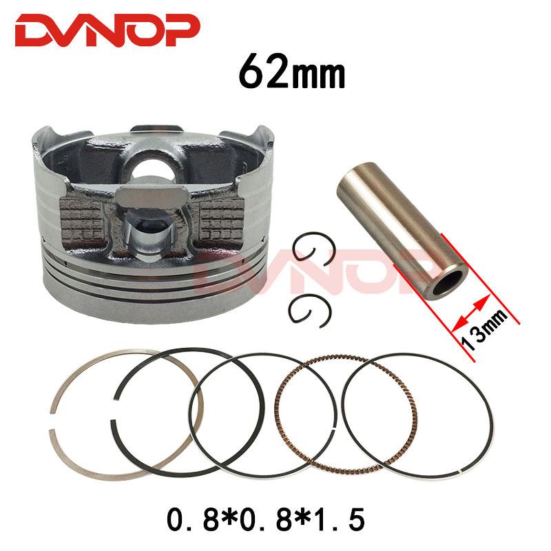 Motorcycle 62 mm Piston 13 mm Pin Ring Set Kit Assembly For HONDA CG150 CGH150 ZJ150 Irbis GS150 150cc