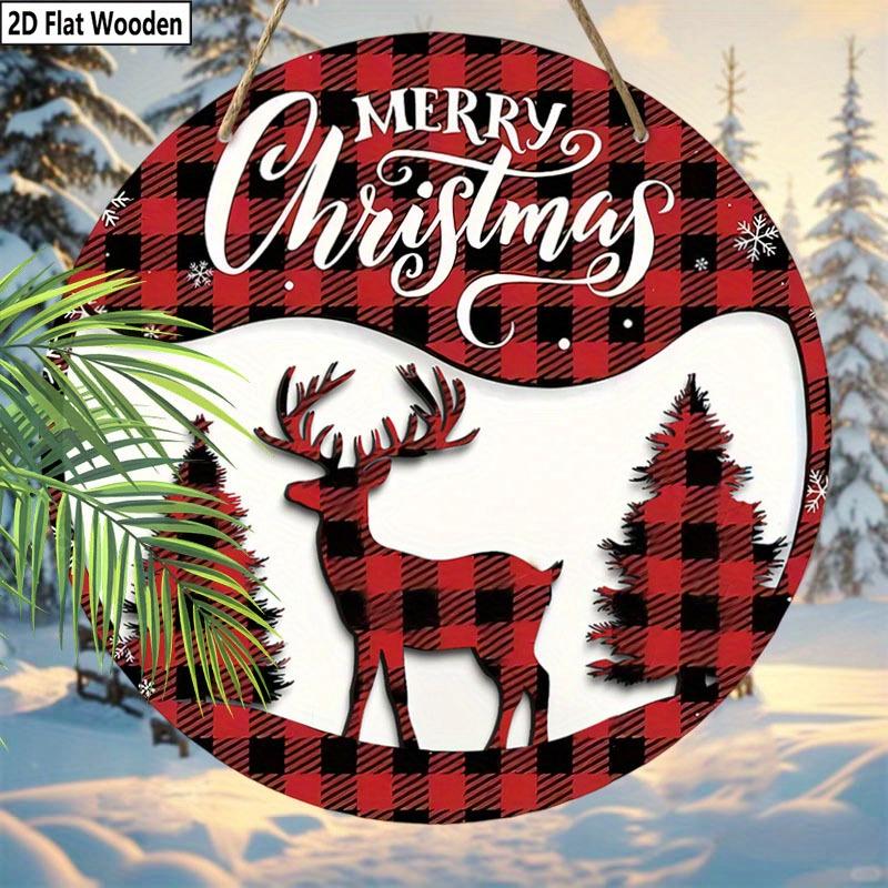 

Рождественская декоративная табличка, комнатные подвесные украшения, 2D плоские деревянные изделия с рисунком лося, рождественские подарки для друзей и семьи 2D,Style1,1pc