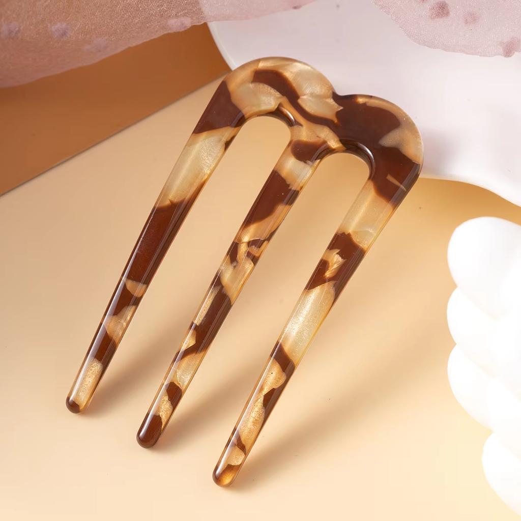 1pc Acetic Acid Hair Forks Three Teeth Hair Sticks U-Shape Hair Comb Bun Hairpin Women Girls Hairstyle Hair Accessories Headband