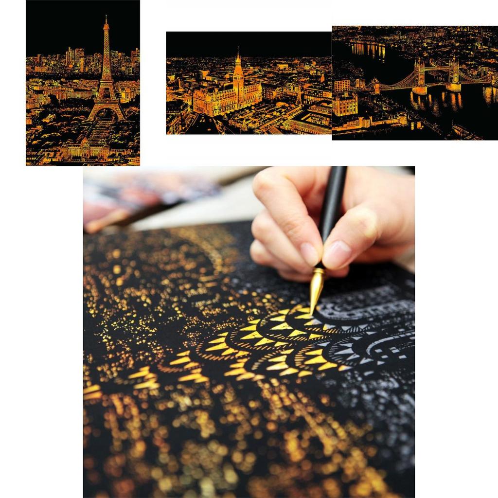 Magic Scratch Art Scratch Night View Painting Paper Board Premium Quality Educational Play Toys For All Ages