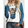 Fashion Women's Crew Neck Long Sleeve 3D Casual Color Printing Casual Short Sleeve Crew Neck T-Shirt