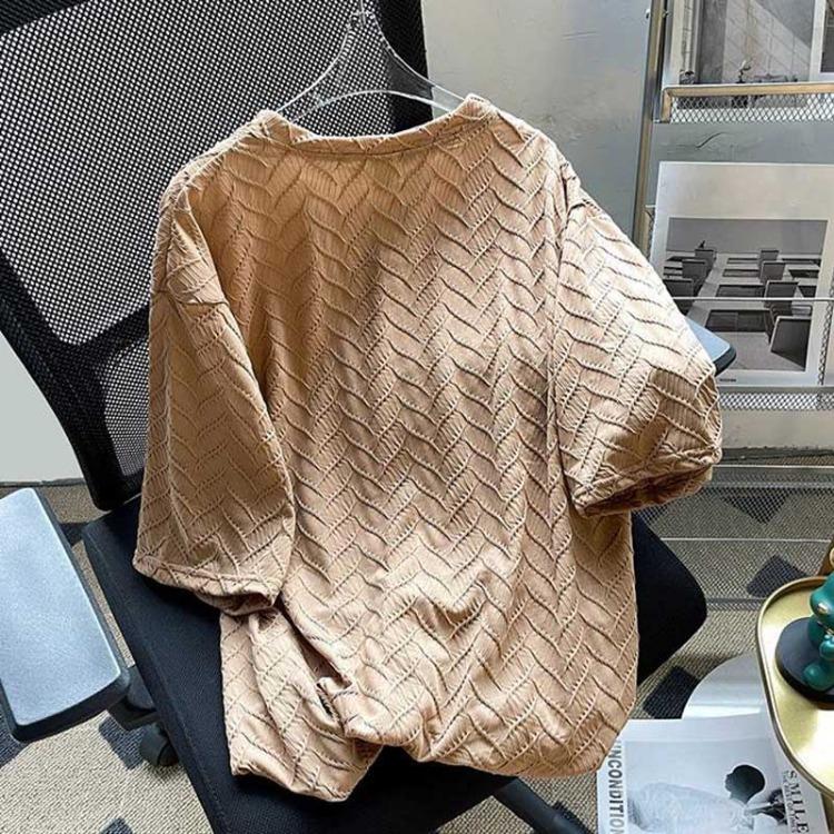 T-shirt Estiva in Cotone da Donna Taglie Forti Ampia Girocollo Top Morbido