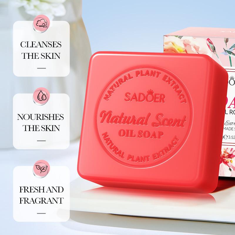 1-Pack Natural Rose Oil Soap - Natural Plant-Based, Deep Cleansing & Moisturizing, Fragrance-Free, Travel Soap Bars, Floral Soap Design, Glycerin Soap