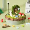 Mehrfarbiges Landschafts-Bastelset mit Harz-Holz-Sockel, Miniatur-Landschaftsornamente, Mini-Cartoonfigur