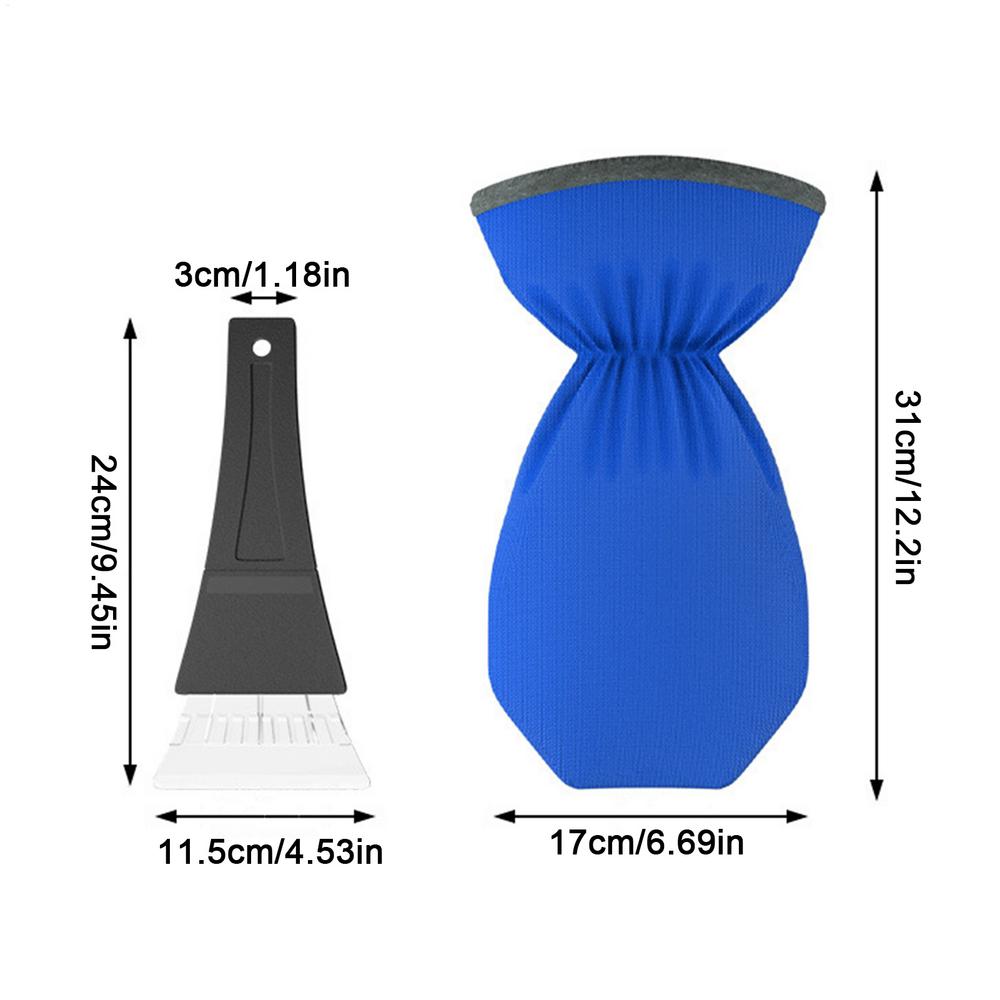 All-in-One Car Ice Scraper & Snow Brush with Thermal Gloves - Heavy-Duty Winter Snow Removal Kit, Windshield Squeegee