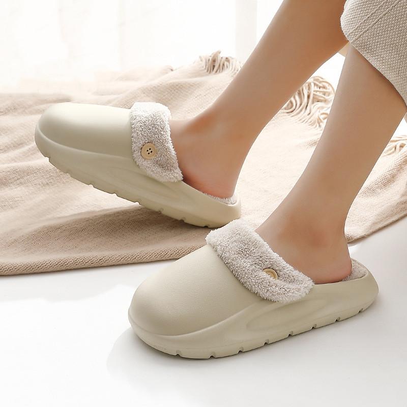 New Removable Liner Slippers Couples Women Men Winter Warm Non-slip EVA Waterproof Home Plush Slides