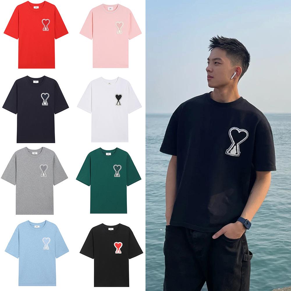 

AMI CLAMS S/S Collection Heart Embroidery Crew Neck Tee Unisex Loose Casual Large