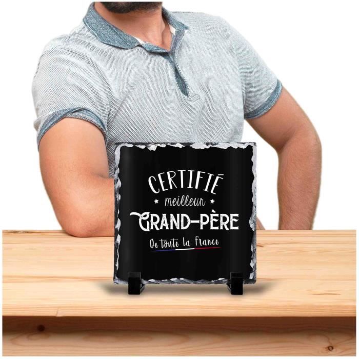 Cadre photo - Grand-père - Ardoise - 15cm x 15cm - Noir - Design contemporain