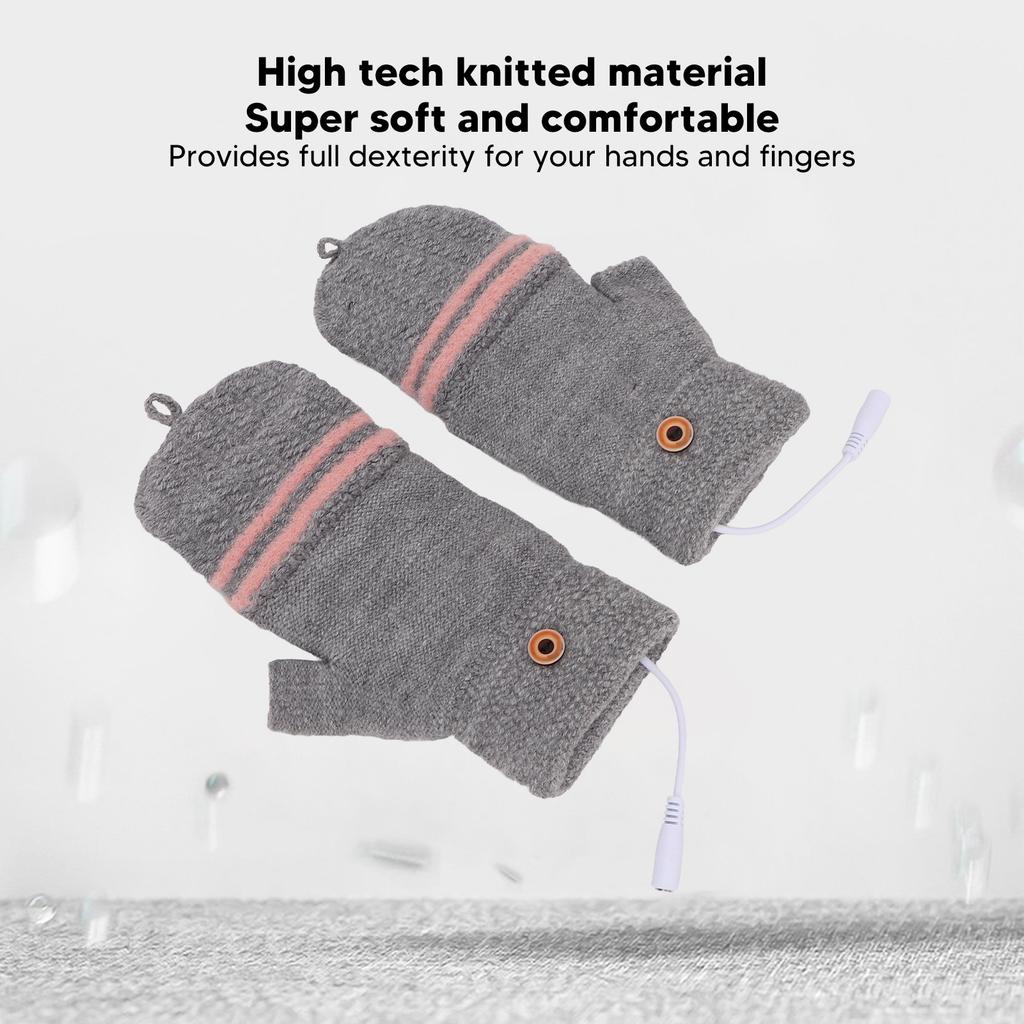 Heated Mitten Gloves Double Sided Heating Promote Blood Circulation USB Hand Warmers for Winter Warmth