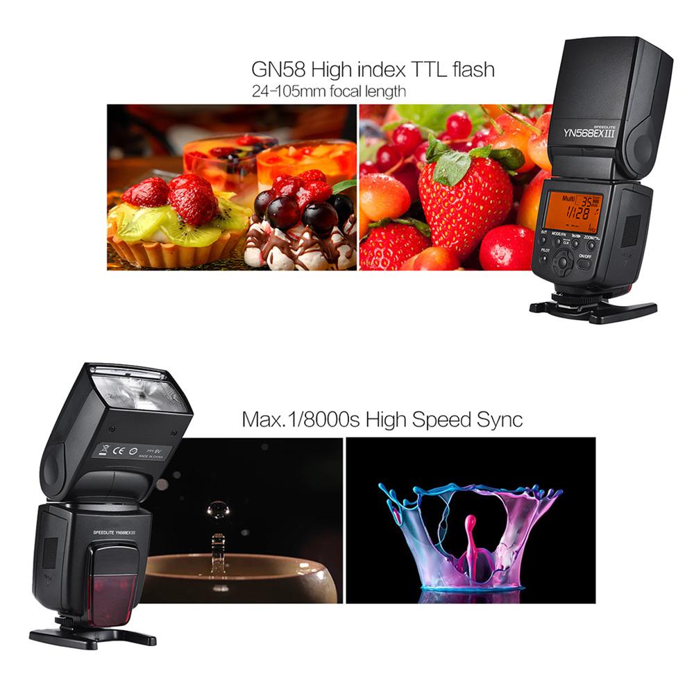 YN568EX III Wireless TTL Master Slave Flash Speedlite GN58 1 8000s High Speed Sync Supports USB Firmware Upgrade