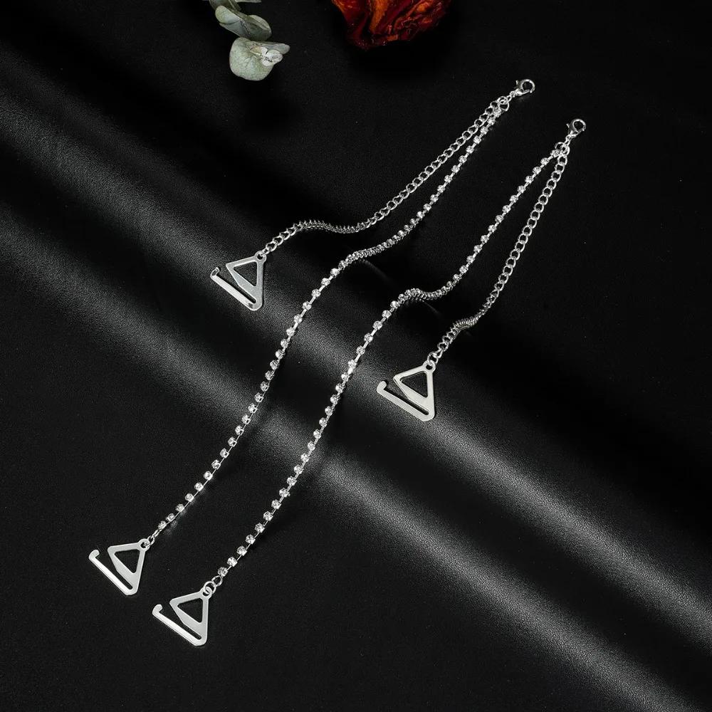 

Non-Slip Rhinestone Bra Straps Removable Sexy Off-the-shoulder Bra Shoulder Belts Decorative Adjustable Underwear Shoulder Strap серебряный