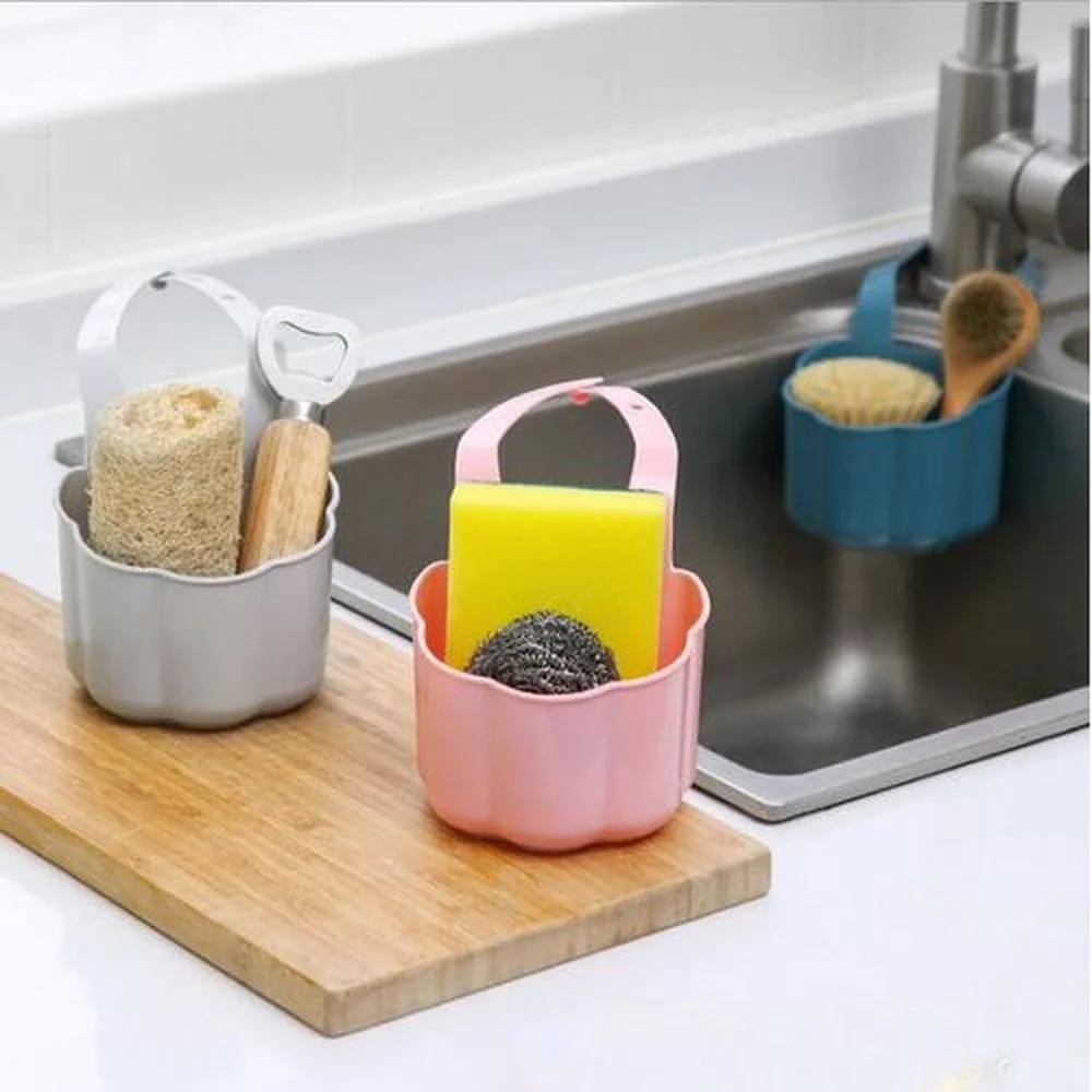 Stand Sink Sponge Holder Bathroom Kitchen Faucet Sponge Soap Sundries Hanging Drain Rack Sink Accessories Organizer