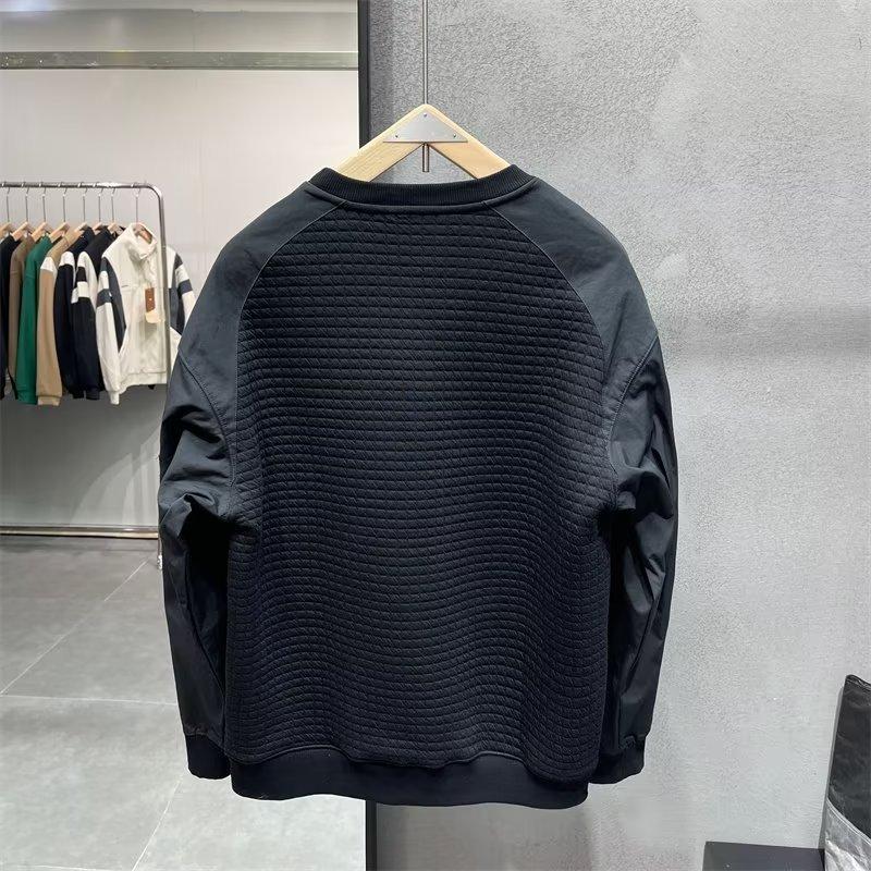 Men's Spring and Fall Loose Retro Sweatshirt Long-sleeved Round Neck Pullover Tops