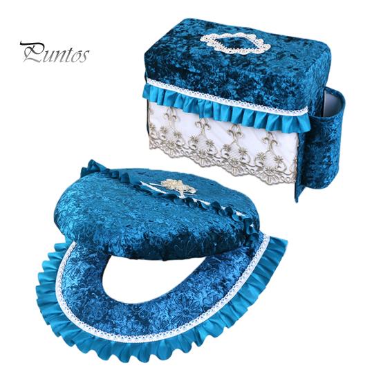 

Фланелевый чехол для унитаза, ультра-плюшевый чехол для унитаза с боковыми карманами, кружевной отделкой, легкая установка, теплая моющаяся подушка для сиденья унитаза