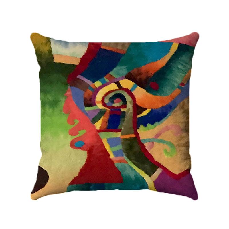 Creative Colorful Oil Painting Landscape Digital printing short plush pillow covers for car sofa office cushion cover home goods