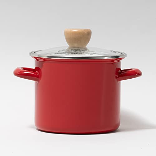 PEARL METAL Cook Pot, Enamel, Deep, 12cm, Red, Crasso, HB-5068