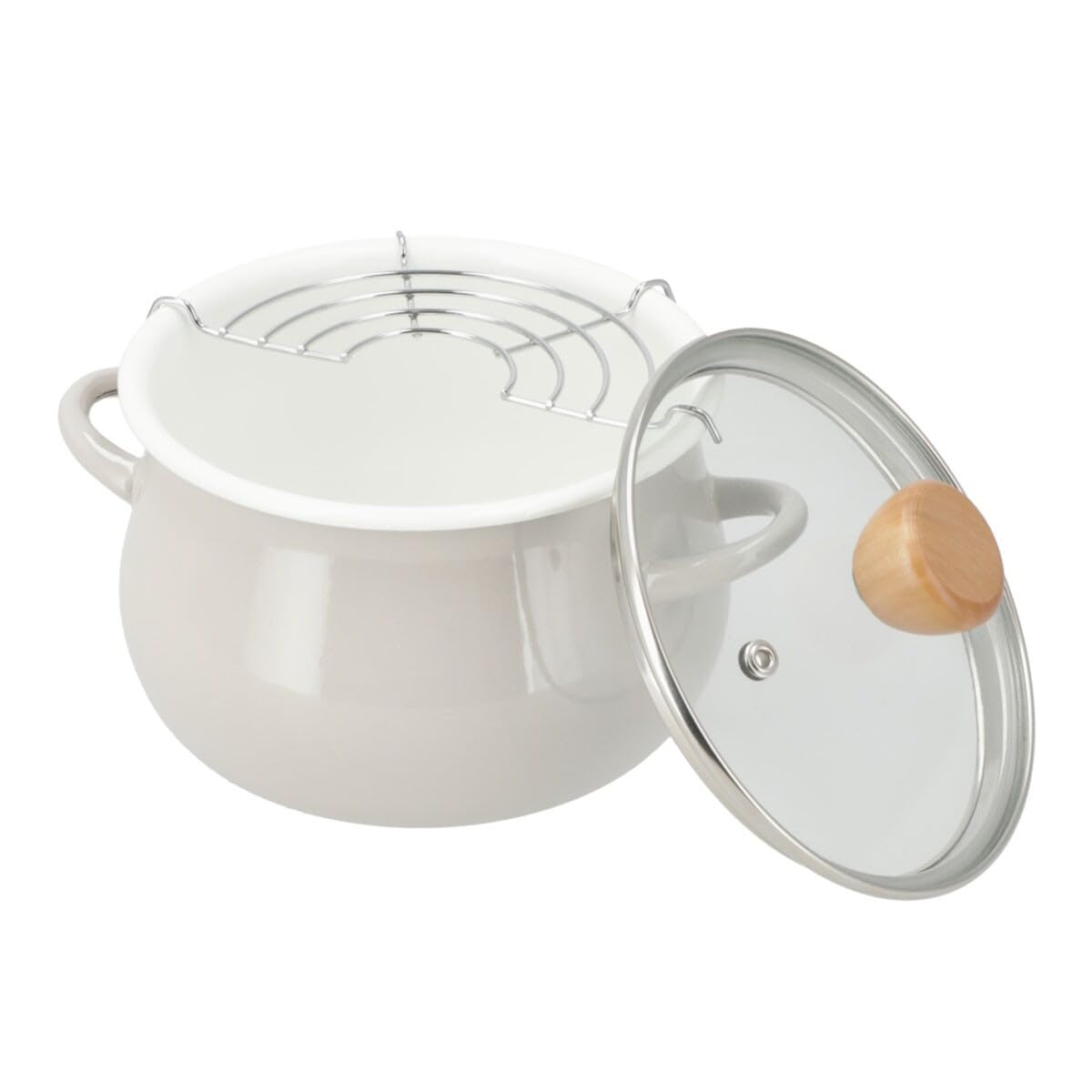 Nitori IH/Gas Stove Enamel Tempura Pot, Mocha PO002 2111200015171