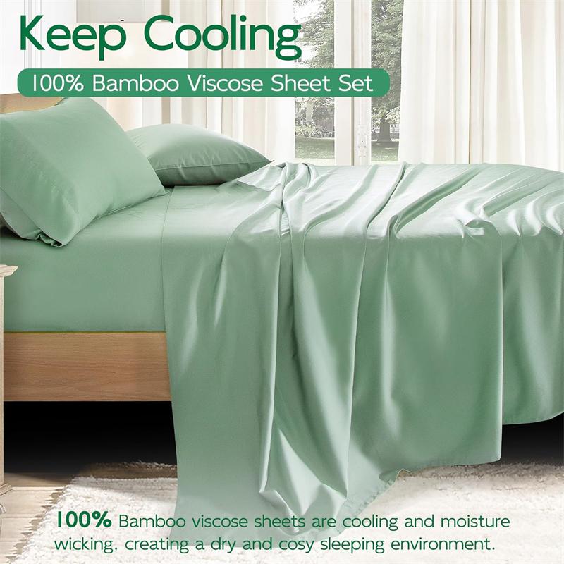 Reines Bambus Bettwäsche Set 4/6 Teile Luxus 100% Bio Bambus Bettwäsche Set Glatt Weich Spannbettlaken Oberlaken Kissenbezug Seidig