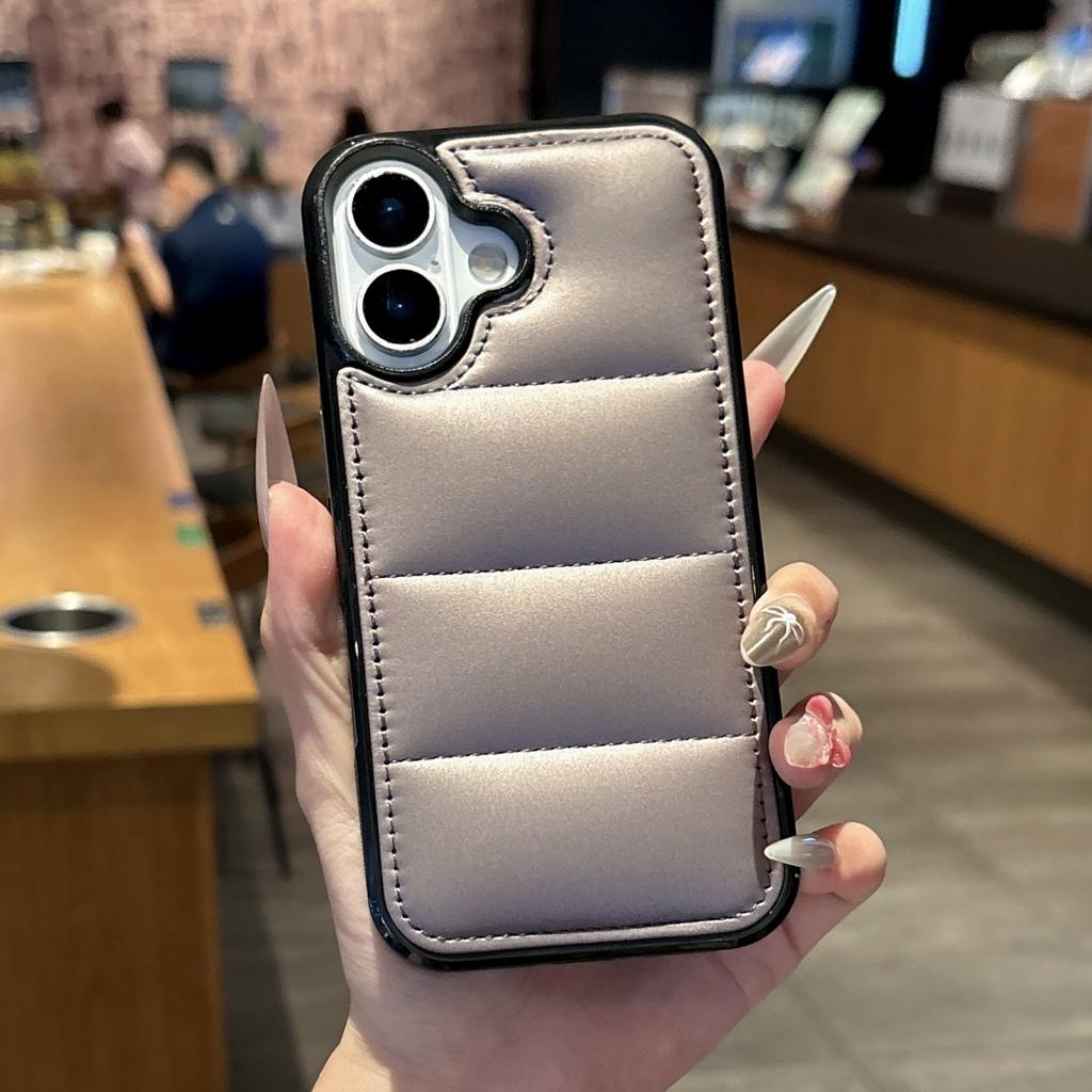 Winter Warm Down Jacket The Puffer Case For iPhone 17Air 17 16 15 14 13 12 11 Pro Max Plus Soft Fabric Shockproof Bumper Cover